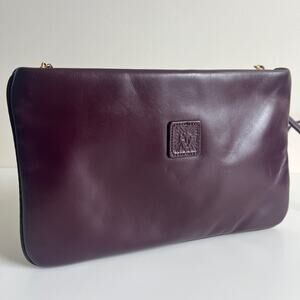 Anne Klein for Calderon Maroon Leather Crossbody Shoulder Bag Lion Logo Vintage